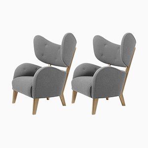 Set of Grey Raf Simons Vidar 3 Natural Oak My Own Chair Lounge Chair by Lassen