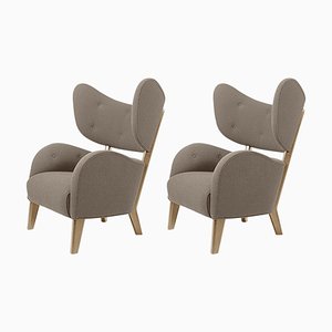 Dark Beige Raf Simons Vidar 3 Natural Oak My Own Lounge Chair by Lassen, Set of 2