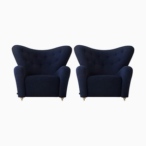 Blue Hallingdal the Tired Man Lounge Chair by Lassen, Set of 2