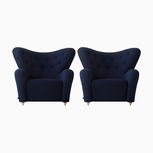 Set of Blue Hallingdal the Tired Man Lounge Chair by Lassen