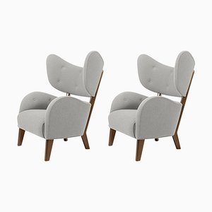 Set of Light Grey Raf Simons Vidar 3 Smoked Oak My Own Lounge Chair by Lassen