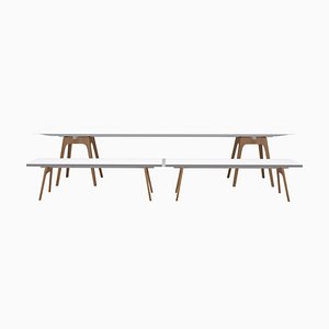 Marina White Dining Table and Benches by Cools Collection, Set of 3