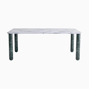 XLarge White and Green Marble Sunday Dining Table by Jean-Baptiste Souletie
