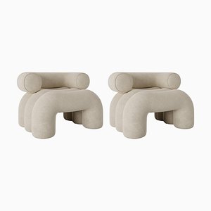 Set of Misty Beige Aurora Armchairs by Nelson Araujo