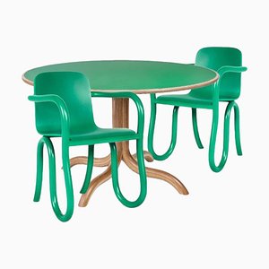 Spectrum Green Kolho Original Dining Chairs and Table by Made by Choice, Set of 3