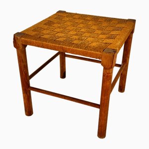 Hocker aus Kiefernholz & Seil, 1950er