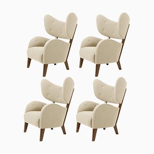 Fauteuils Sahco Zero Beige en Chêne Fumé par Lassen, Set de 4