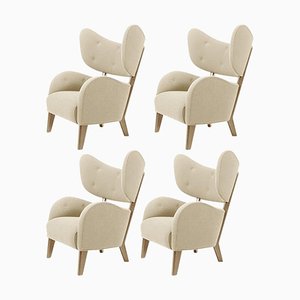 Beige Sahco Zero Natural Oak My Own Chair Lounge Chairs by Lassen, Set of 4