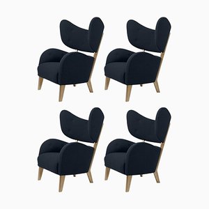 Blue Raf Simons Vidar 3 Natural Oak My Own Chair Lounge Chair by Lassen, Set of 4
