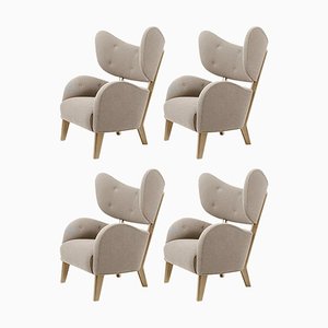 Dark Beige Sahco Zero Natural Oak My Own Chair Lounge Chairs by Lassen, Set of 4