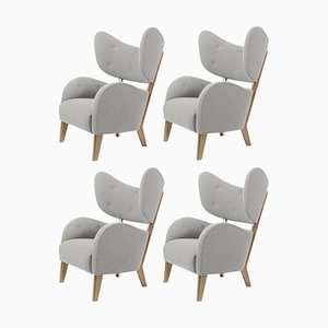 Light Grey Raf Simons Vidar 3 Natural Oak My Own Lounge Chair by Lassen, Set of 4
