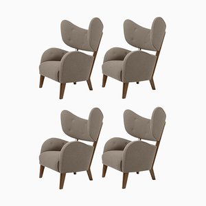 Dark Beige Raf Simons Vidar 3 Smoked Oak My Own Lounge Chair by Lassen, Set of 4