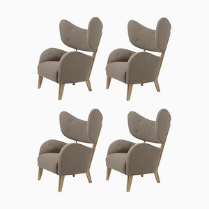 Dark Beige Raf Simons Vidar 3 Natural Oak My Own Lounge Chair by Lassen, Set of 4