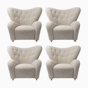 Dark Beige Sahco Zero the Tired Man Lounge Chairs by Lassen, Set of 4