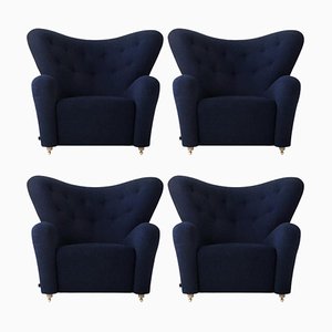 Blue Hallingdal the Tired Man Lounge Chair by Lassen, Set of 4