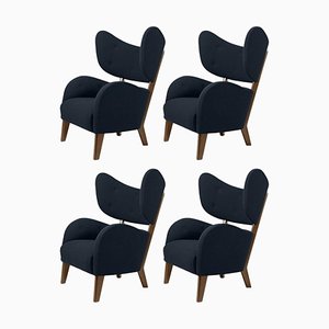 Blue Raf Simons Vidar 3 Smoked Oak My Own Chair Lounge Chair by Lassen, Set of 4
