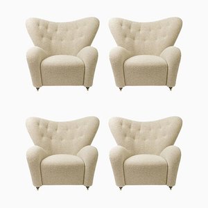 Beige Sahco Zero the Tired Man Lounge Chairs by Lassen, Set of 4
