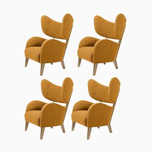 Orange Raf Simons Vidar 3 Natural Oak My Own Lounge Chair by Lassen, Set of 4