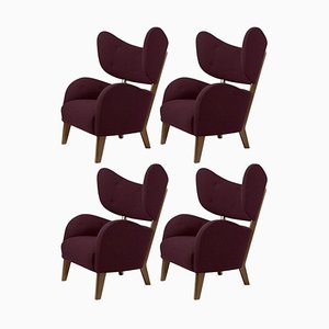 Fauteuils My Own Raf Simons Vidar 3 Maroon en Chêne Fumé par Lassen, Set de 4