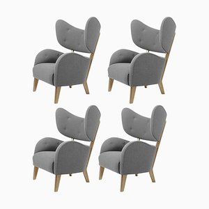Grey Sahco Zero Natural Oak My Own Chair Lounge Chairs by Lassen, Set of 4