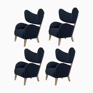 Blue Sahco Zero Natural Oak My Own Chair Lounge Chairs by Lassen, Set of 4