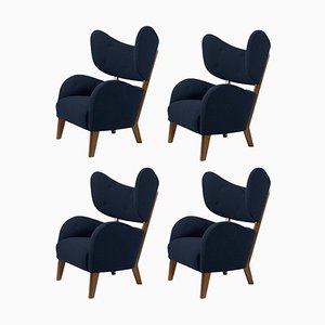 Fauteuils My Own Chair Sahco Zero Bleu en Chêne Fumé par Lassen, Set de 4