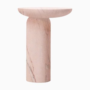 Mesa auxiliar de mármol rosa esculpida por Frederic Saulou
