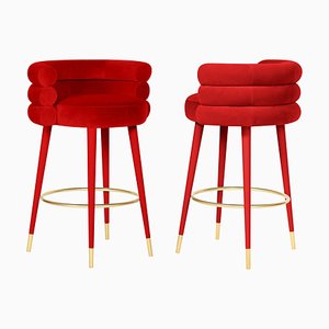 Tabouret de Bar Marshmallow Rouge par Royal Stranger, Set de 2