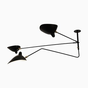 Ceiling Lamp with 2 Still Arms and 1 Rotating Curved by Serge Mouille