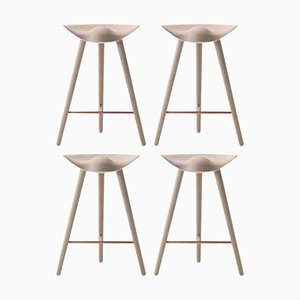 Tabourets de Comptoir en Chêne / Cuivre par Lassen, Set de 4
