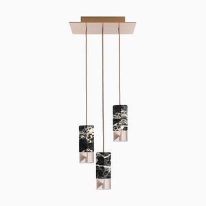 Trio Hanging Lamp in Black Marble by Formaminima