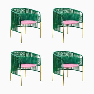 Green Caribe Lounge Chairs by Sebastian Herkner, Set of 4