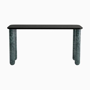 Small Sunday Dining Table in Black Wood and Green Marble by Jean-Baptiste Souletie