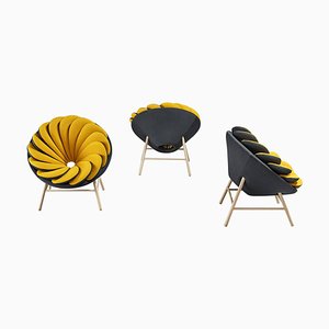 Set of Yellow and White Quetzal Armchairs by Marc Venot