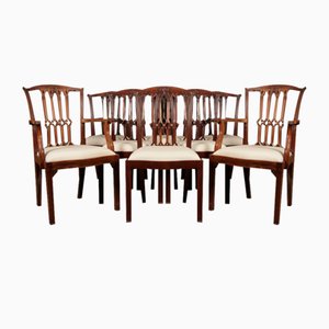 Chippendale Style Mahogany Dining Chairs, 1920s, Set of 8