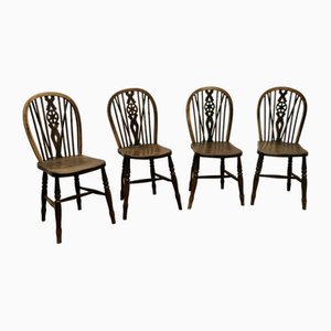 Ash & Elm Wheel Back Windsor Kitchen Chairs, Set of 4