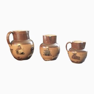Coloured Stoneware Harvest Jugs from Royal Doulton, 1890s, Set of 3