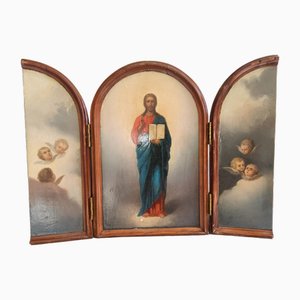 Antique Russian Oil on Wood Icon, 1890s