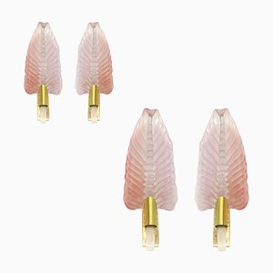 Pink Leaf Murano Glass Wall Sconces by Simoeng, Set of 2