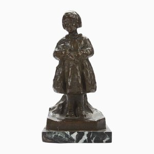 R. Zacchetti, Girl with Doll, 1920s, Bronze and Marble