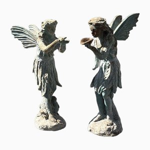 Large Fairies in Cast Iron, Set of 2