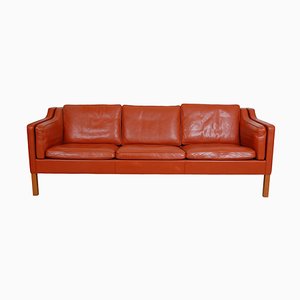Model 2213 3-Seater Sofa in Cognac Leather with Patina by Børge Mogensen for Fredericia, 1990s