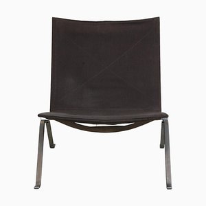 Pk-22 Lounge Chair in Dark Grey Canvas Fabric by Poul Kjærholm for Fritz Hansen, 2000s