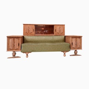 Art Deco Oak Sofa in the style of Dudouyt Courtray, 1940s