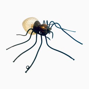 Italienische Mid-Century Spider Wandlampe aus Metall & Glas, 1950er