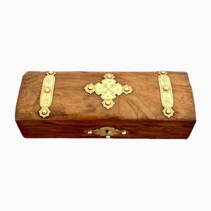 Victorian Burr Walnut and Brass Mounted Glove Box, 1860s