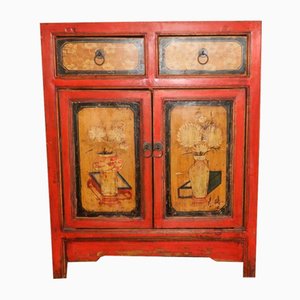 Chinesischer Lackierter Mid-Century Schrank mit 2 Türen & 2 Schubladen