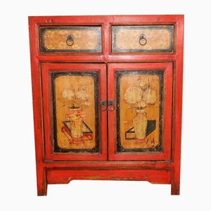 Mid-Century Chinese Painted Cabinet with 2 Doors & 2 Drawers