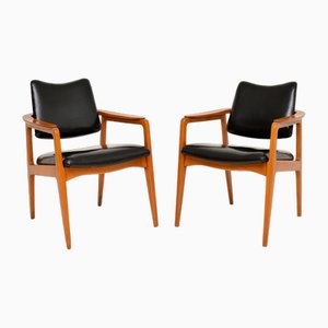 Danish Leather Armchairs attributed to Sigvard Bernadotte for France & Son / France & Daverkosen, 1950s, Set of 2