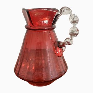 Viktorianischer Cranberry Glaskrug, 1880er